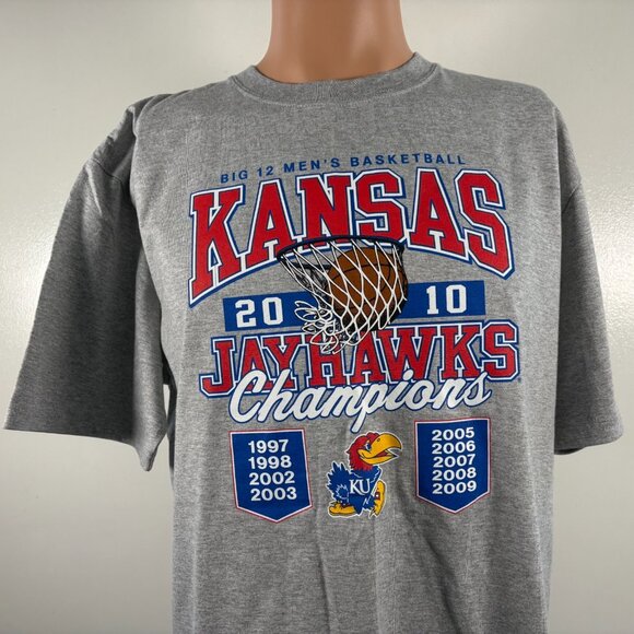 Kansas Jayhawks T Shirt Mens Size L College Basketball Big 12 Champions 2010 - Picture 1 of 4